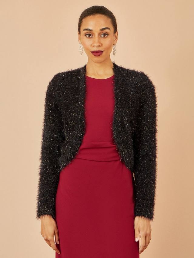 Металлический болеро с открытым вырезом укороченный кардиган Yumi, Black
Металлический болеро с открытым вырезом укороченный кардиган Yumi, Black