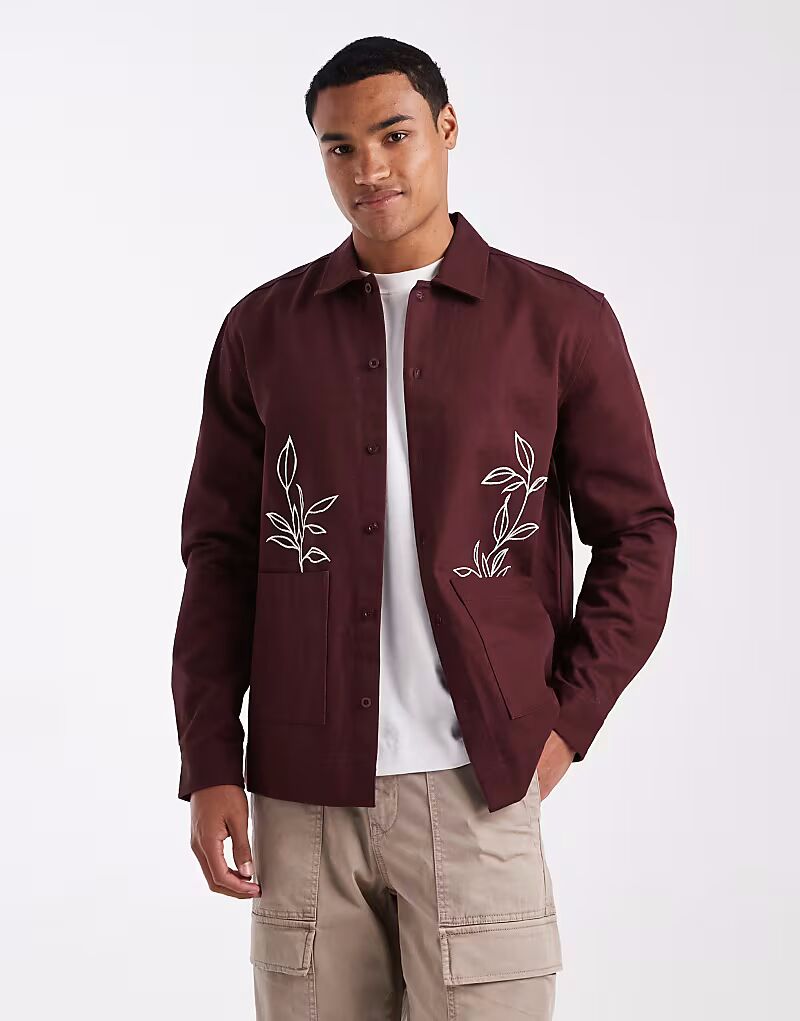 Рубашка свободного кроя с вышивкой бордового цвета New Look
Рубашка свободного кроя с вышивкой бордового цвета New Look