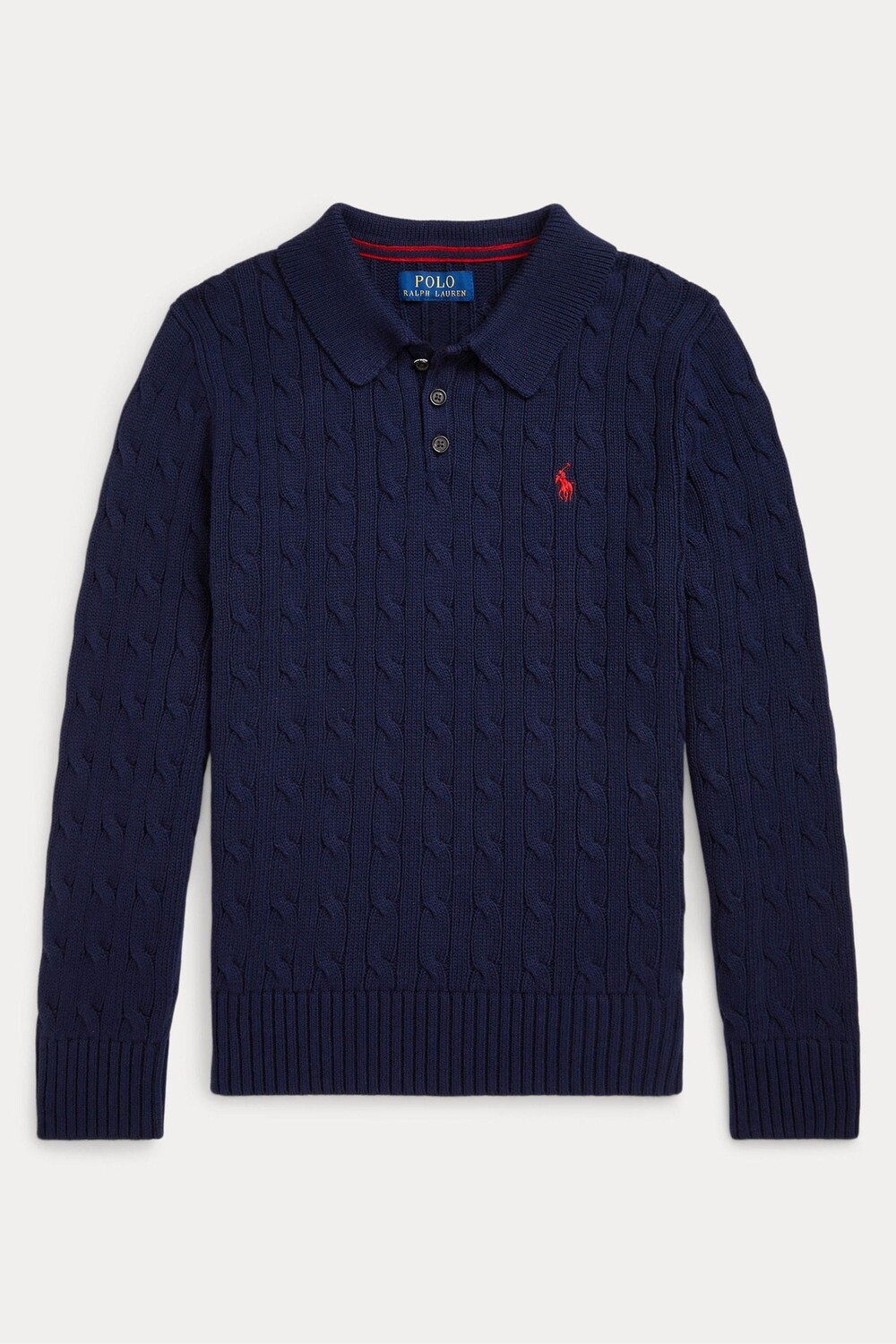 Мальчики хлопковый джемпер с воротником поло, вязка косами Polo Ralph Lauren, синий 
Мальчики хлопковый джемпер с воротником поло, вязка косами Polo Ralph Lauren, синий