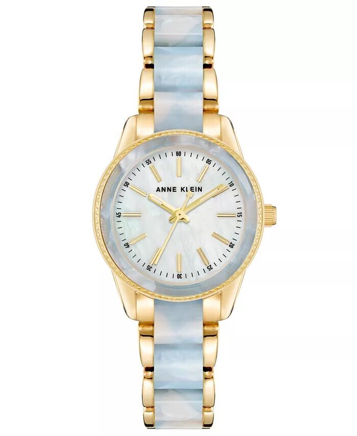 Женские часы с тремя стрелками из кварцевого сплава золотистого цвета и голубым мраморным акриловым браслетом, 30 мм Anne Klein
Женские часы с тремя стрелками из кварцевого сплава золотистого цвета и голубым мраморным акриловым браслетом, 30 мм Anne Klein