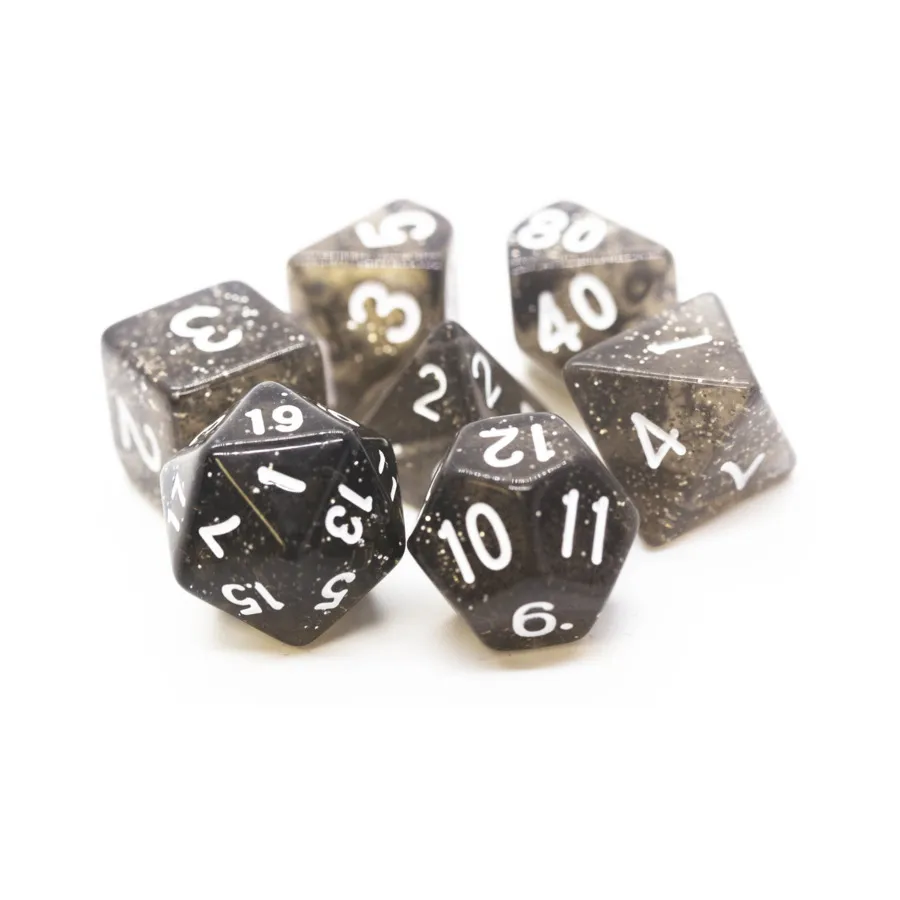 Полиэфирный комплект Черный с белым (7), Acrylic-Resin Dice - Sparkle
Полиэфирный комплект Черный с белым (7), Acrylic-Resin Dice - Sparkle
