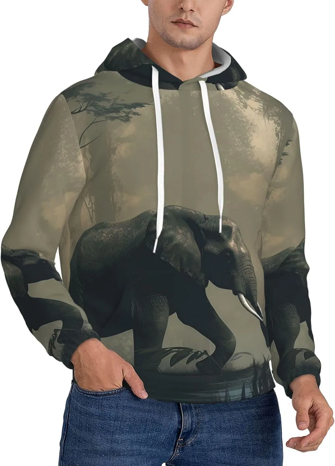 Мужской пуловер-худи Forest Elephant с карманом SDTYKHJ
Мужской пуловер-худи Forest Elephant с карманом SDTYKHJ