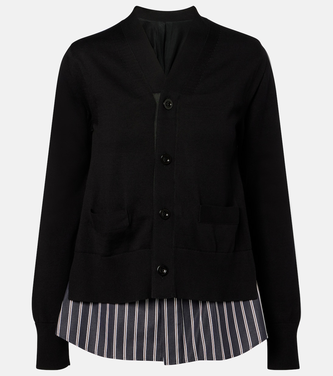 Многослойный хлопковый кардиган Sacai, BlackxD/Navy Stripe
Многослойный хлопковый кардиган Sacai, BlackxD/Navy Stripe