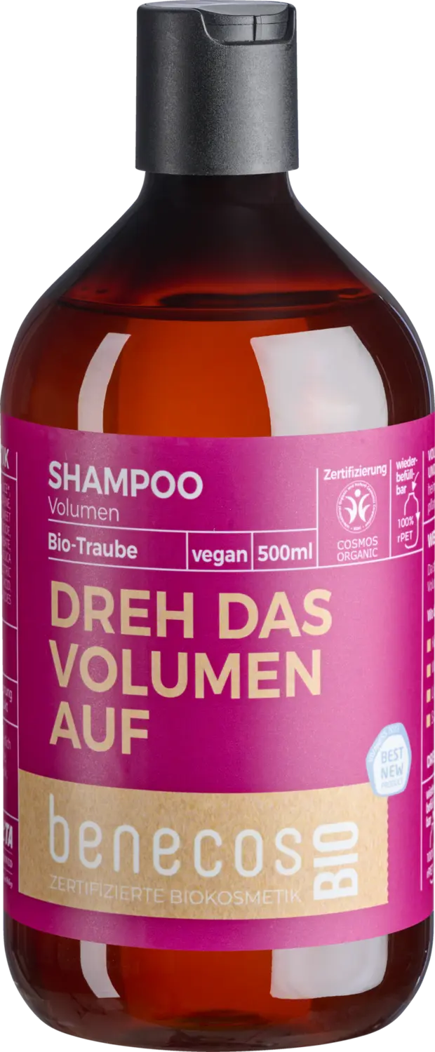Шампунь benecos Shampoo Volumen BIO-Traube DREH DAS VOLUMEN AUF 
Шампунь benecos Shampoo Volumen BIO-Traube DREH DAS VOLUMEN AUF