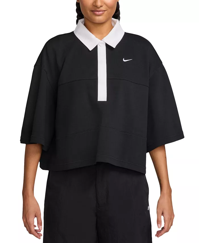 Женская спортивная футболка-поло с короткими рукавами и свободным кроем Nike, черный
Женская спортивная футболка-поло с короткими рукавами и свободным кроем Nike, черный