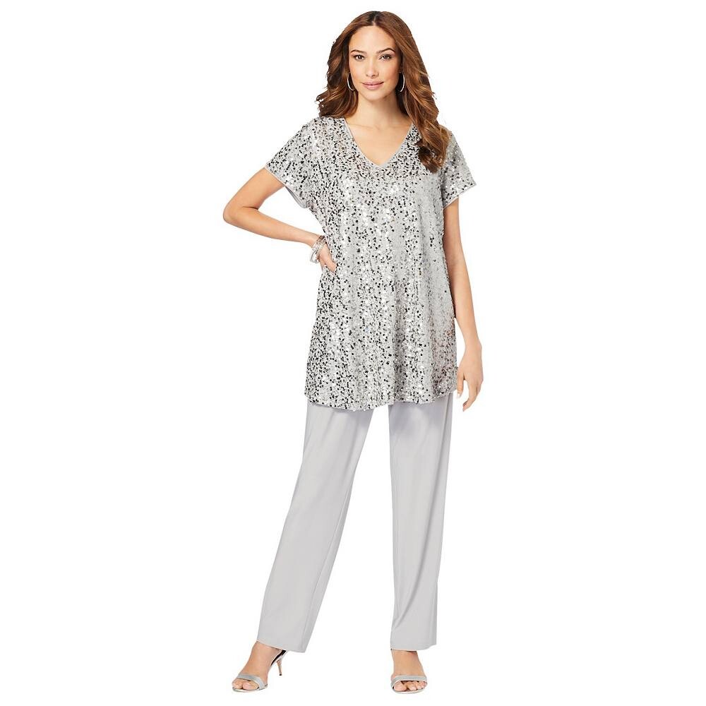 Женский комплект из туники и брюк с пайетками Roaman's больших размеров, цвет Silver Shimmer
Женский комплект из туники и брюк с пайетками Roaman's больших размеров, цвет Silver Shimmer