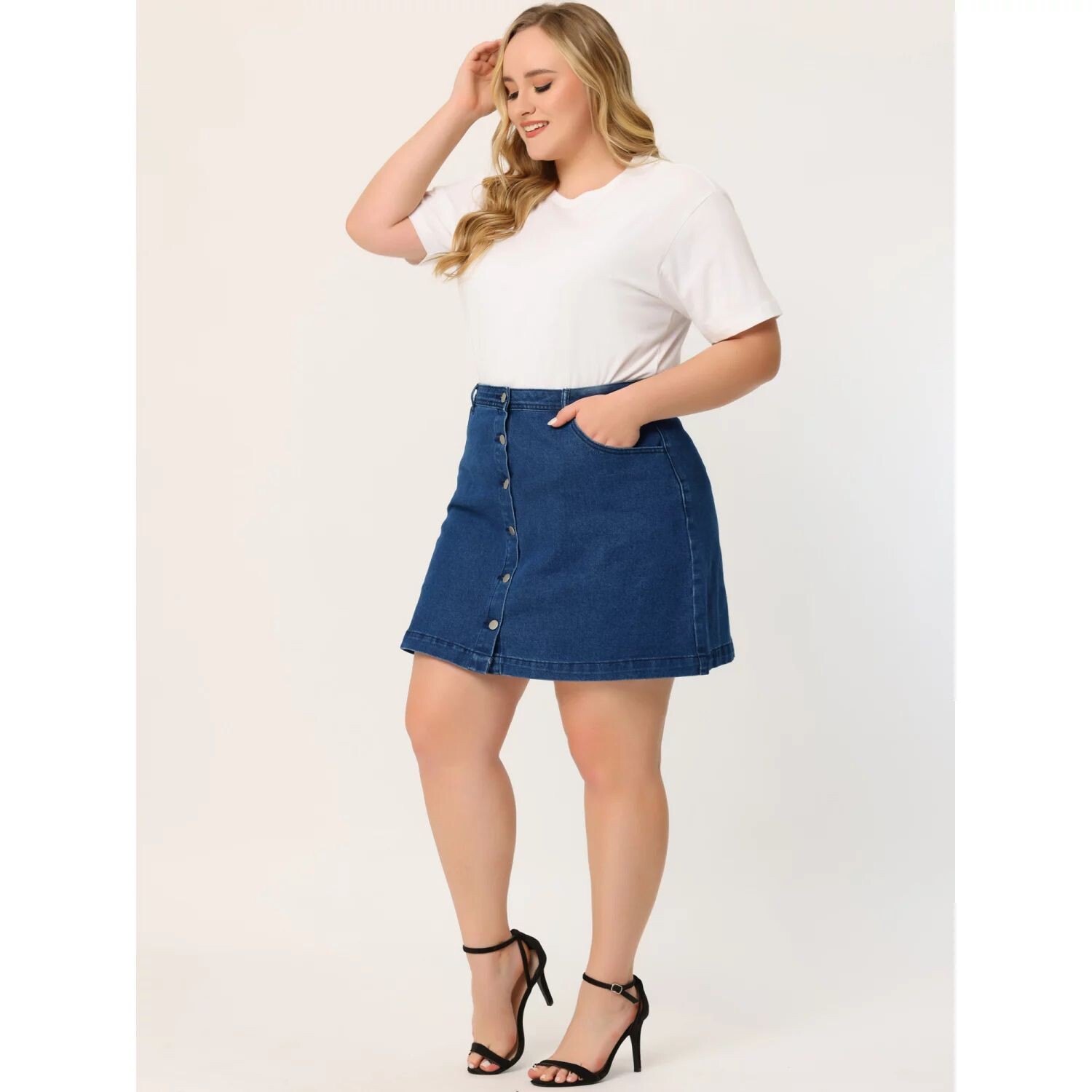 Женская мини-юбка из джинсовой ткани больших размеров на пуговицах с боковым карманом Agnes Orinda, синий
Женская мини-юбка из джинсовой ткани больших размеров на пуговицах с боковым карманом Agnes Orinda, синий