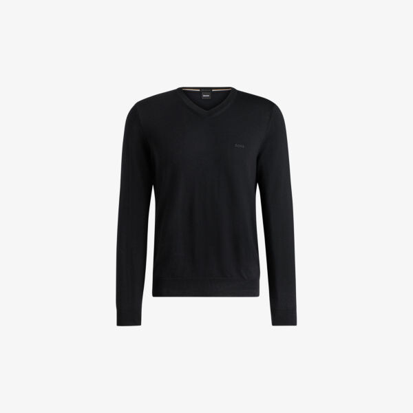 Шерстяной трикотажный джемпер классического кроя с вышитым логотипом Boss, черный
Шерстяной трикотажный джемпер классического кроя с вышитым логотипом Boss, черный