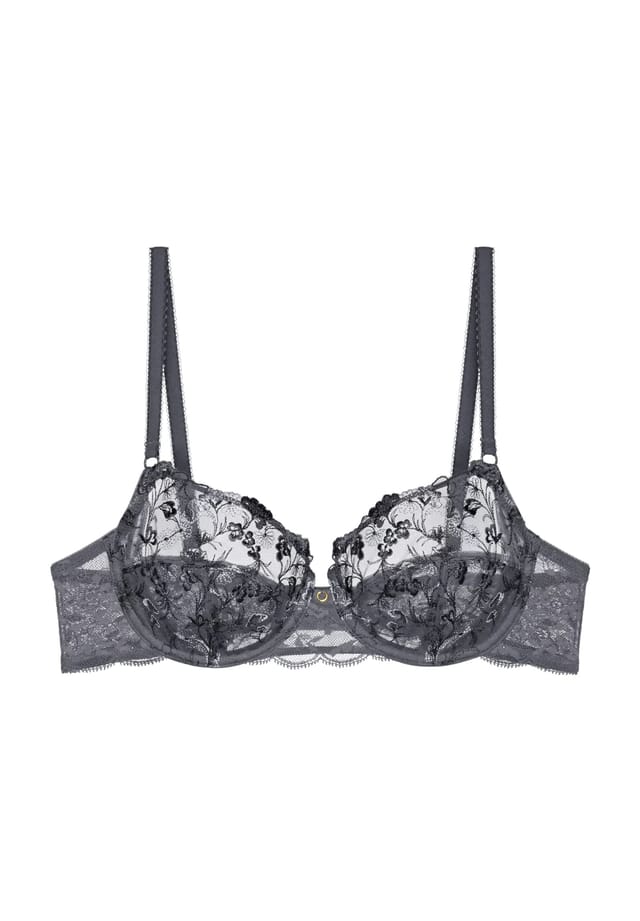 Чувственный бюстгальтер на косточках с кружевом Triumph, серый 
Чувственный бюстгальтер на косточках с кружевом Triumph, серый