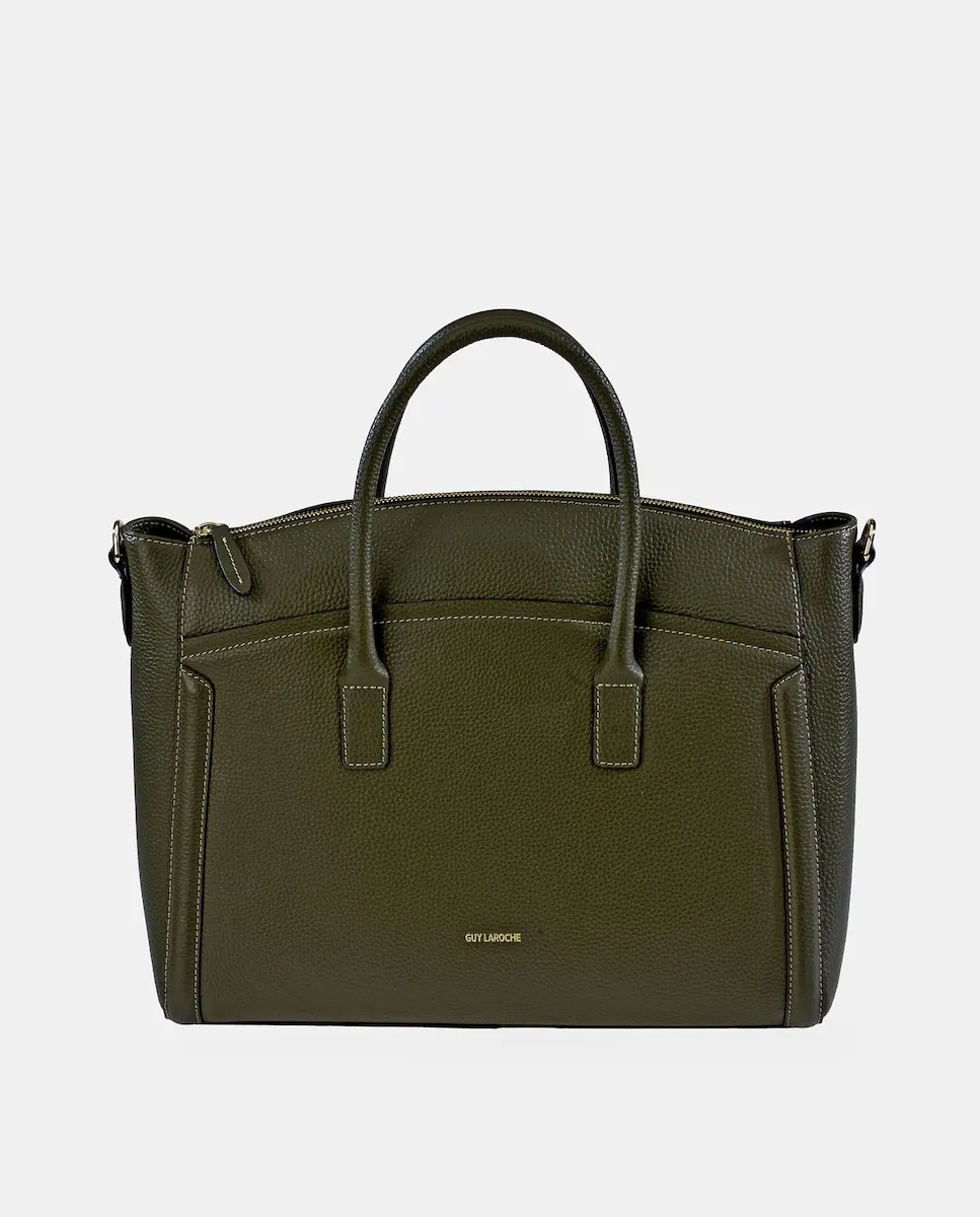 Кожаная сумка-тоут с ручками и плечевым ремнем Guy Laroche, темно-зеленый
Кожаная сумка-тоут с ручками и плечевым ремнем Guy Laroche, темно-зеленый