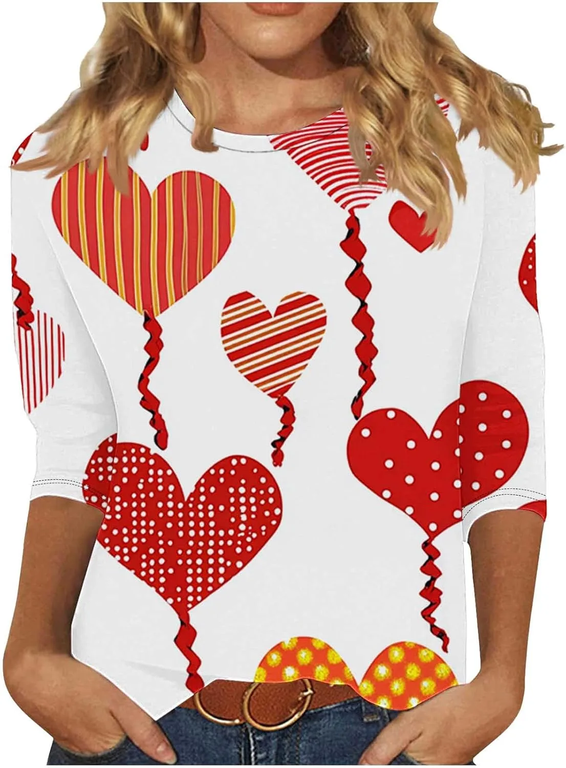 Женская футболка с 3/4 рукавом свободного кроя, топ с принтом на День святого Валентина
Женская футболка с 3/4 рукавом свободного кроя, топ с принтом на День святого Валентина