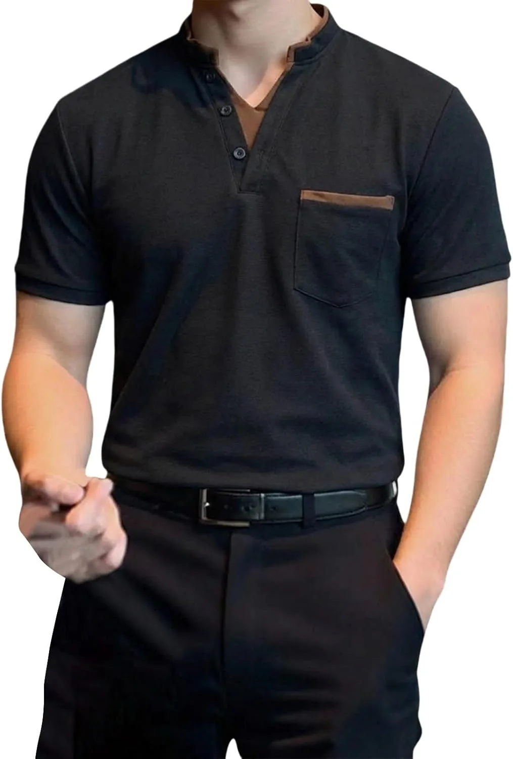 Мужская футболка хенли с коротким рукавом
Мужская футболка хенли с коротким рукавом