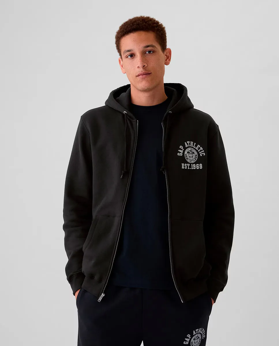 Однотонная мужская толстовка на молнии с капюшоном и логотипом бренда Gap, черный
Однотонная мужская толстовка на молнии с капюшоном и логотипом бренда Gap, черный