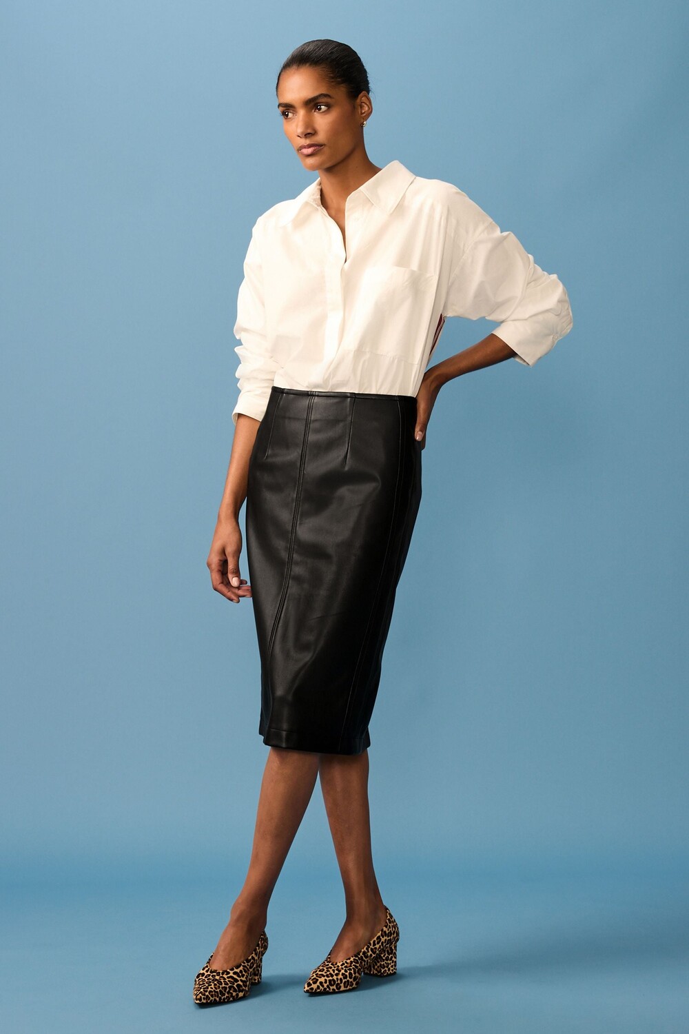 Юбка из искусственной кожи до колена Next, черный
Юбка из искусственной кожи до колена Next, черный