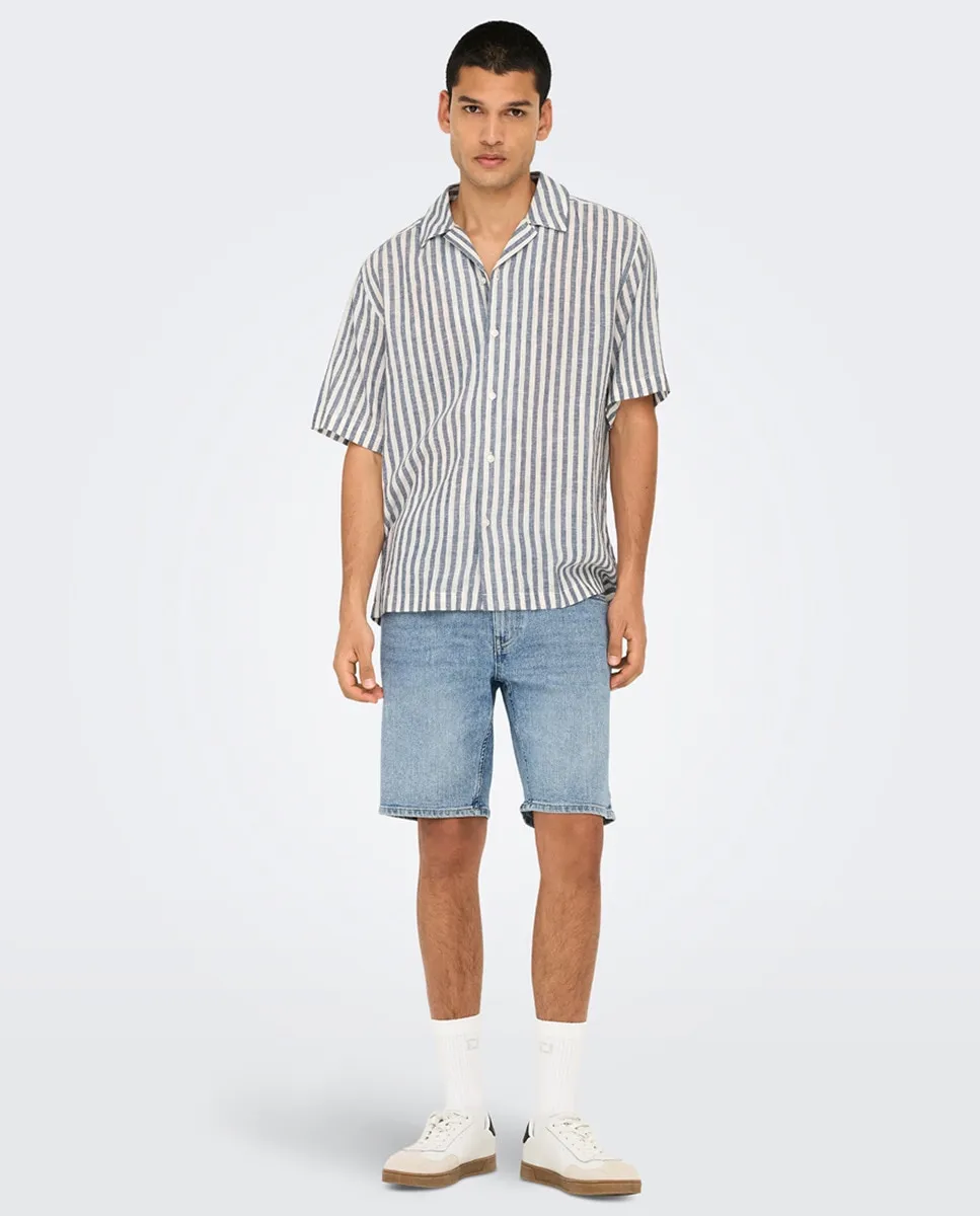 Мужская рубашка с коротким рукавом классического кроя Only & Sons, синий
Мужская рубашка с коротким рукавом классического кроя Only & Sons, синий