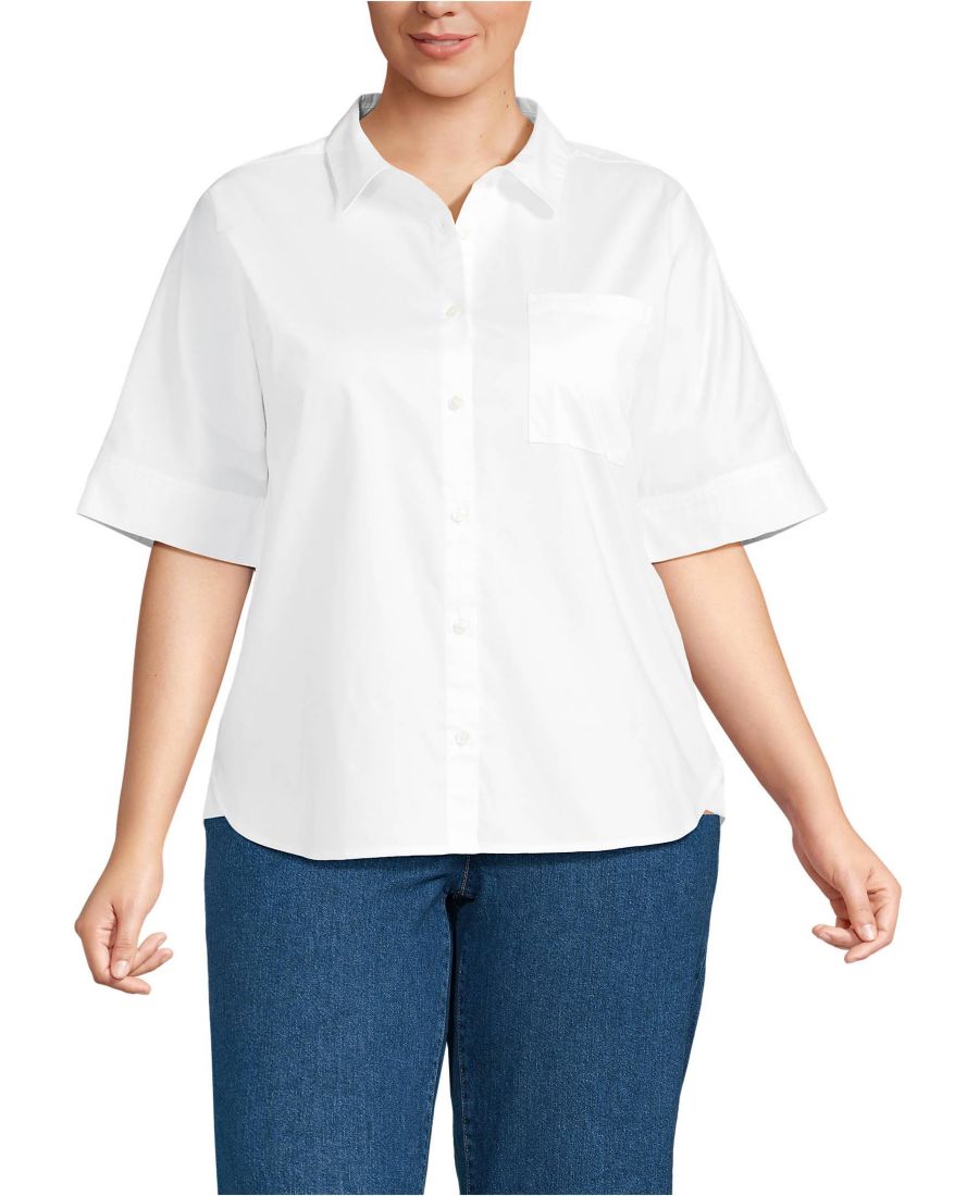 Женская рубашка больших размеров с рукавами до локтя и застежкой на пуговицы спереди Lands' End, White
Женская рубашка больших размеров с рукавами до локтя и застежкой на пуговицы спереди Lands' End, White