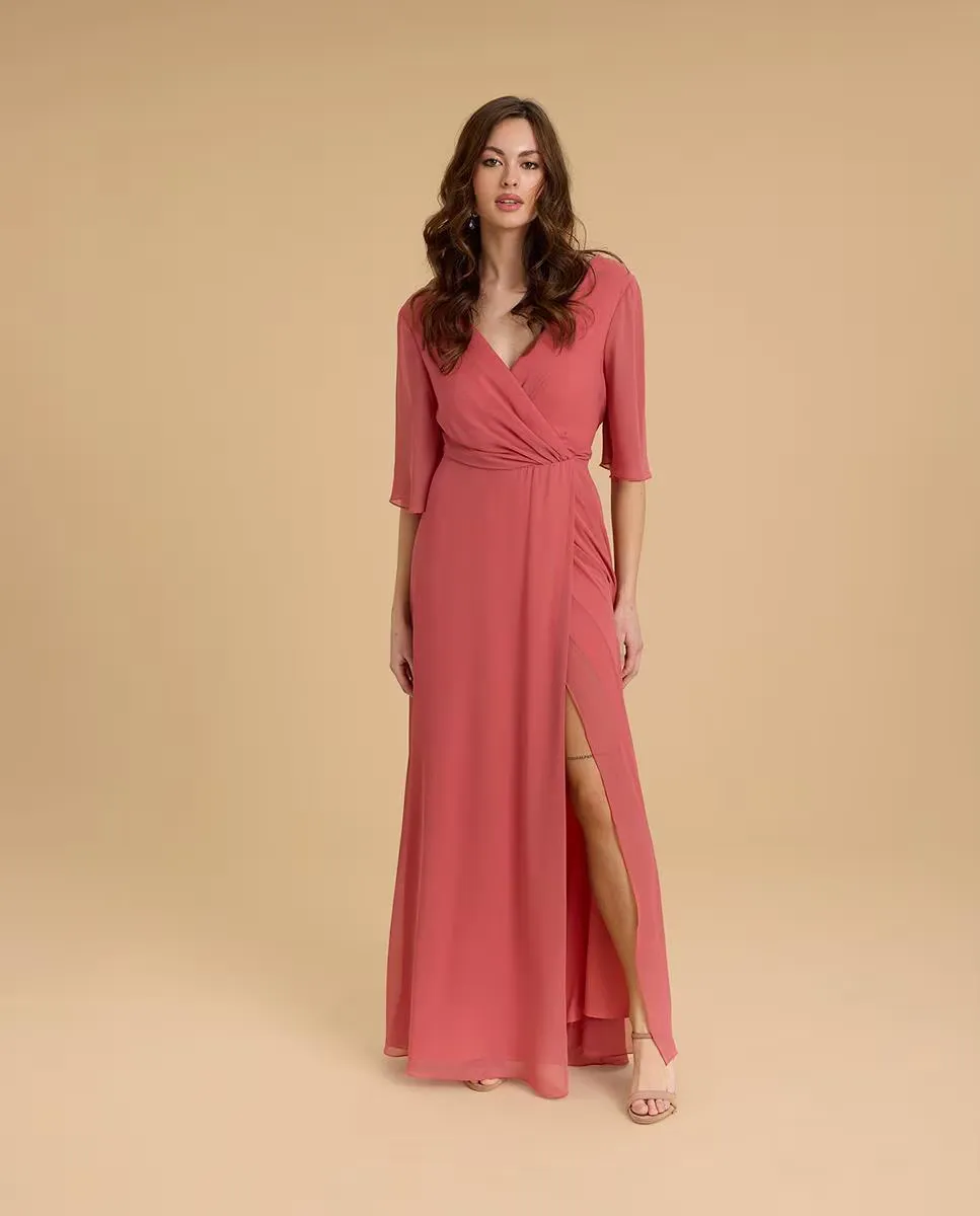 Платье из газа с перекрестным вырезом Veneno en la piel, лососевый
Платье из газа с перекрестным вырезом Veneno en la piel, лососевый