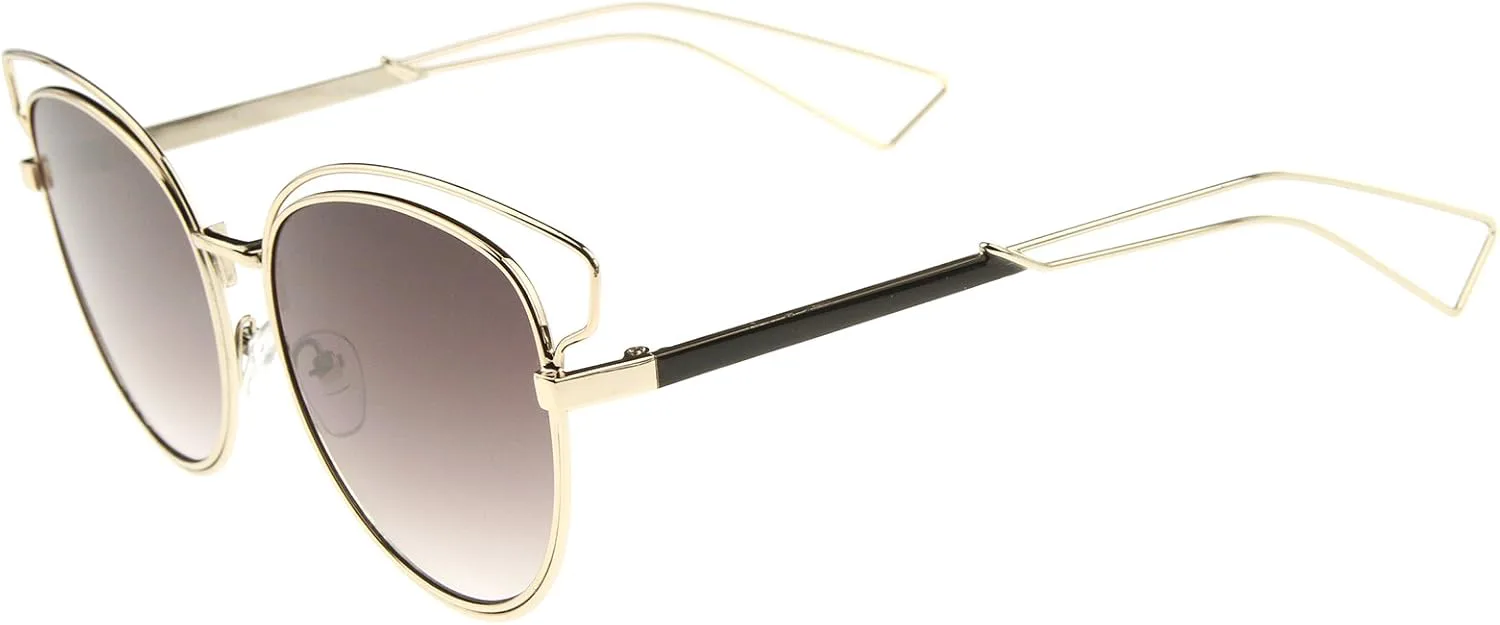 Женские модные солнцезащитные очки zeroUV в открытой металлической оправе, линзы нейтрального цвета, модель «кошачий глаз», диаметр линз 55 мм, Gold-black / Lavender
Женские модные солнцезащитные очки zeroUV в открытой металлической оправе, линзы нейтрального цвета, модель «кошачий глаз», диаметр линз 55 мм, Gold-black / Lavender