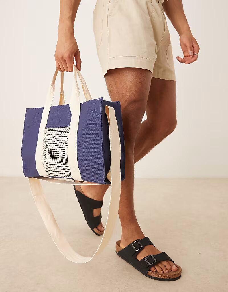 Сумка-тоут ASOS DESIGN из холщовой ткани темно-синего цвета 
Сумка-тоут ASOS DESIGN из холщовой ткани темно-синего цвета