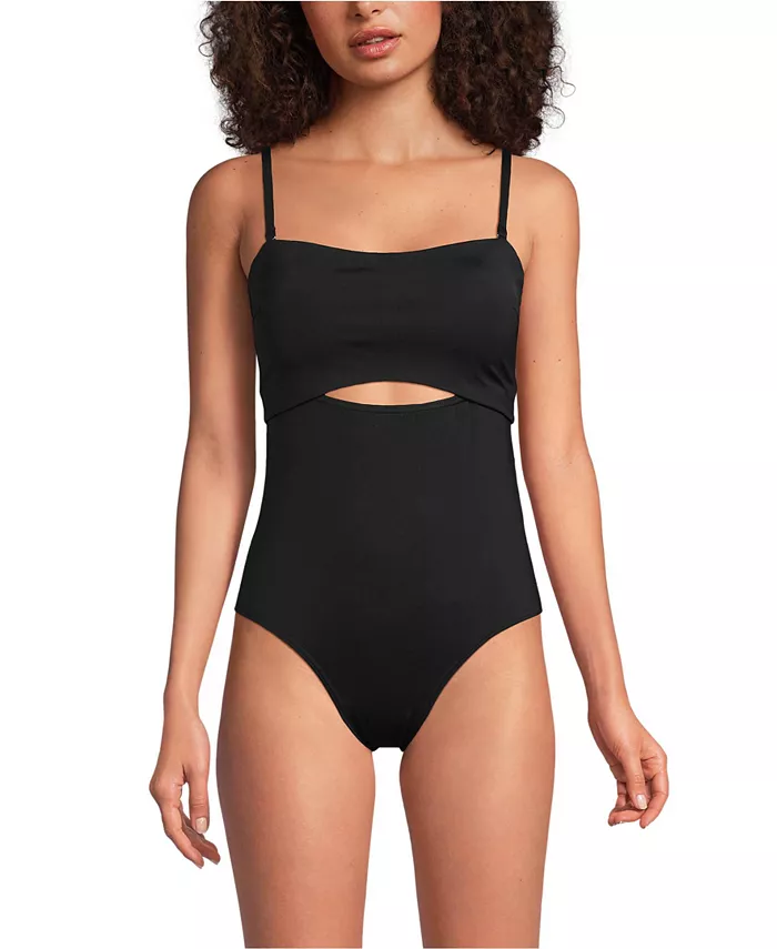 Женский слитный купальник-бандо с вырезом Lands' End, черный
Женский слитный купальник-бандо с вырезом Lands' End, черный