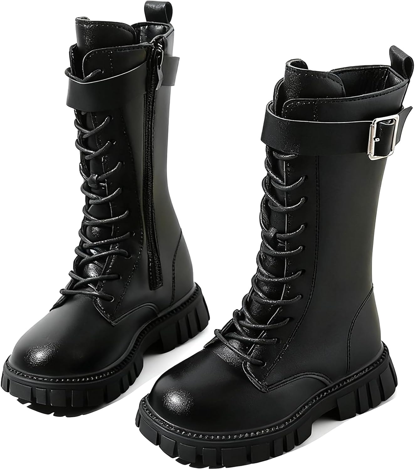 Ботинки для девочек кожаные с шнуровкой, средние по голенищу, с боковой молнией и ремешком на щиколотке, панк/готический стиль, подошва с протектором, размер 4-11 лет BANGTEUO, Black
Ботинки для девочек кожаные с шнуровкой, средние по голенищу, с боковой молнией и ремешком на щиколотке, панк/готический стиль, подошва с протектором, размер 4-11 лет BANGTEUO, Black