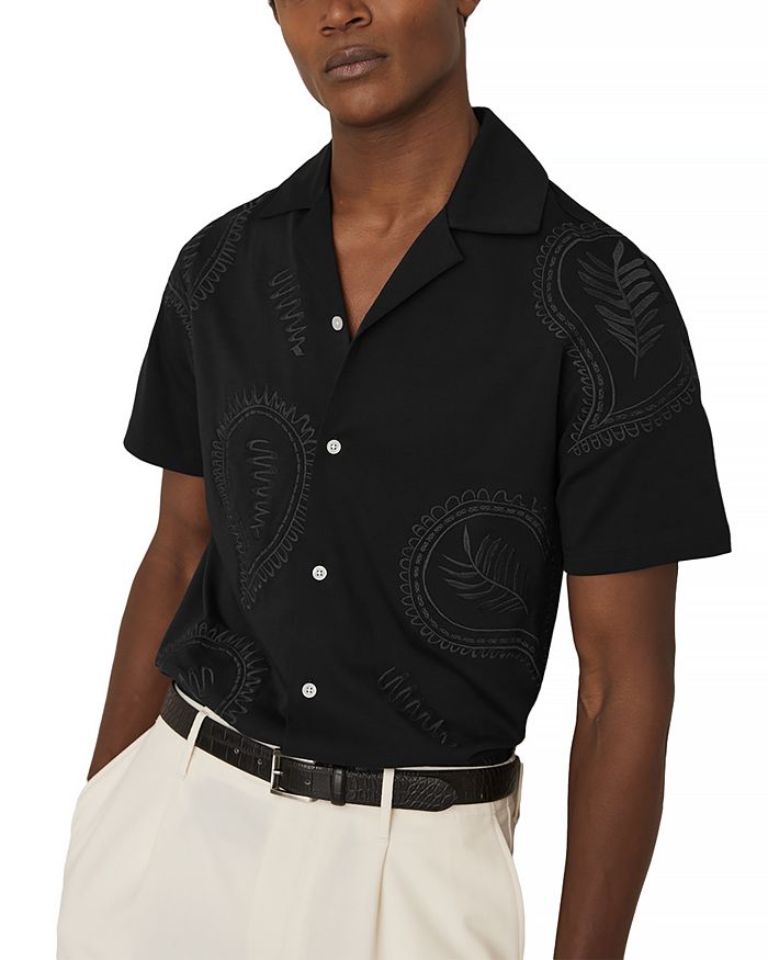 Короткий рукав, вышитая рубашка в стиле кэмп с узором пейсли REISS, черный
Короткий рукав, вышитая рубашка в стиле кэмп с узором пейсли REISS, черный