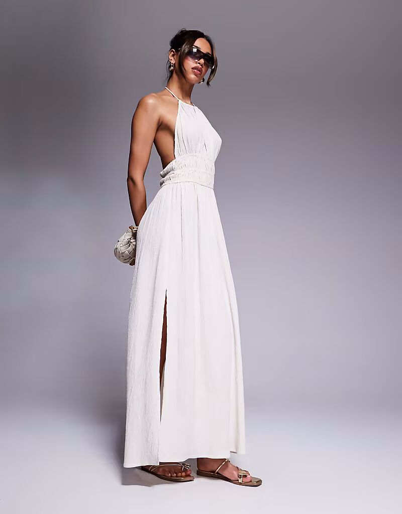 Длинное платье River Island с воротником-халтер и сборками в каменном цвете
Длинное платье River Island с воротником-халтер и сборками в каменном цвете