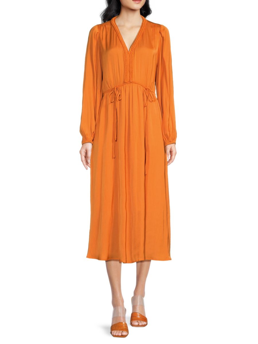 Платье миди с V-образным вырезом T Tahari, оранжевый
Платье миди с V-образным вырезом T Tahari, оранжевый