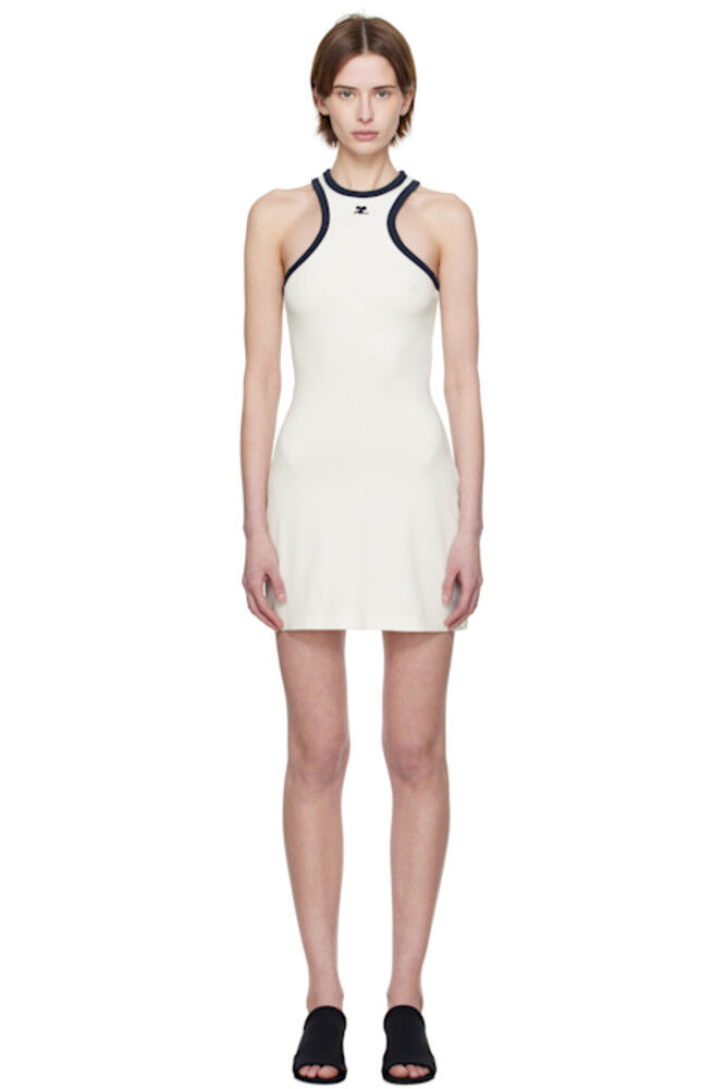 Бело-синее мини-платье Scuba Courrèges 
Бело-синее мини-платье Scuba Courrèges