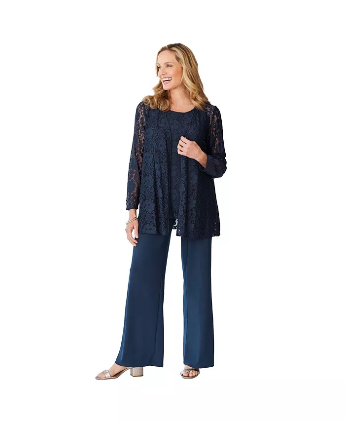 Женский комплект Within из 3 предметов: кружевной жакет/топ/брюки Woman Within, синий
Женский комплект Within из 3 предметов: кружевной жакет/топ/брюки Woman Within, синий