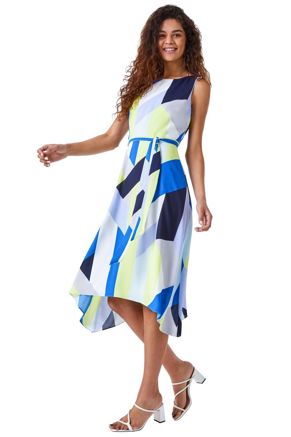 Расклешенное платье с геопринтом Roman, синий 
Расклешенное платье с геопринтом Roman, синий