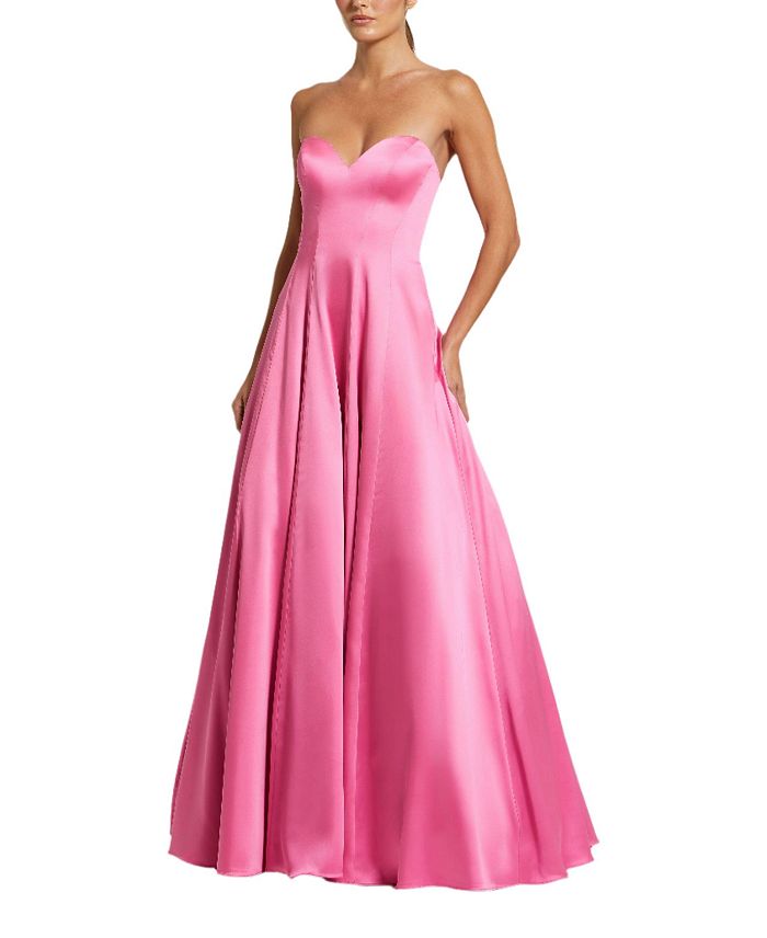 Атласное бальное платье без бретелек с бантами Mac Duggal, розовый
Атласное бальное платье без бретелек с бантами Mac Duggal, розовый