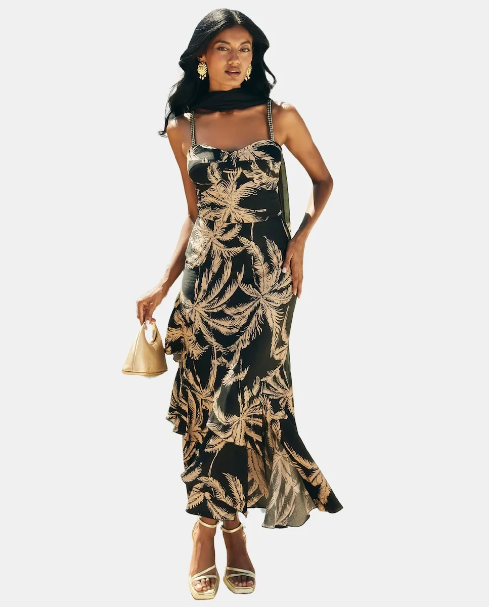 Платье миди с принтом и многослойной шалью MIPHAI, черный
Платье миди с принтом и многослойной шалью MIPHAI, черный