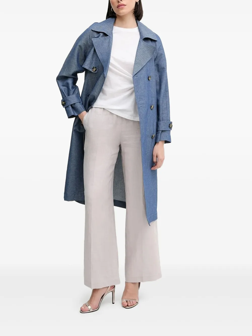 Пальто с поясом Sisley, синий 
Пальто с поясом Sisley, синий