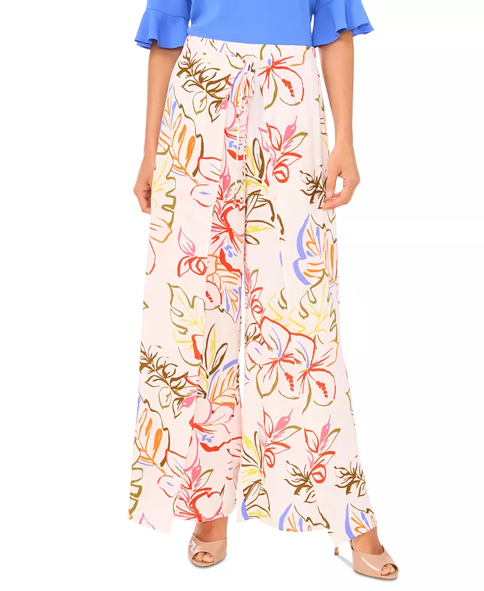 Женские брюки с тропическим принтом и запахом на завязках CeCe, белый
Женские брюки с тропическим принтом и запахом на завязках CeCe, белый