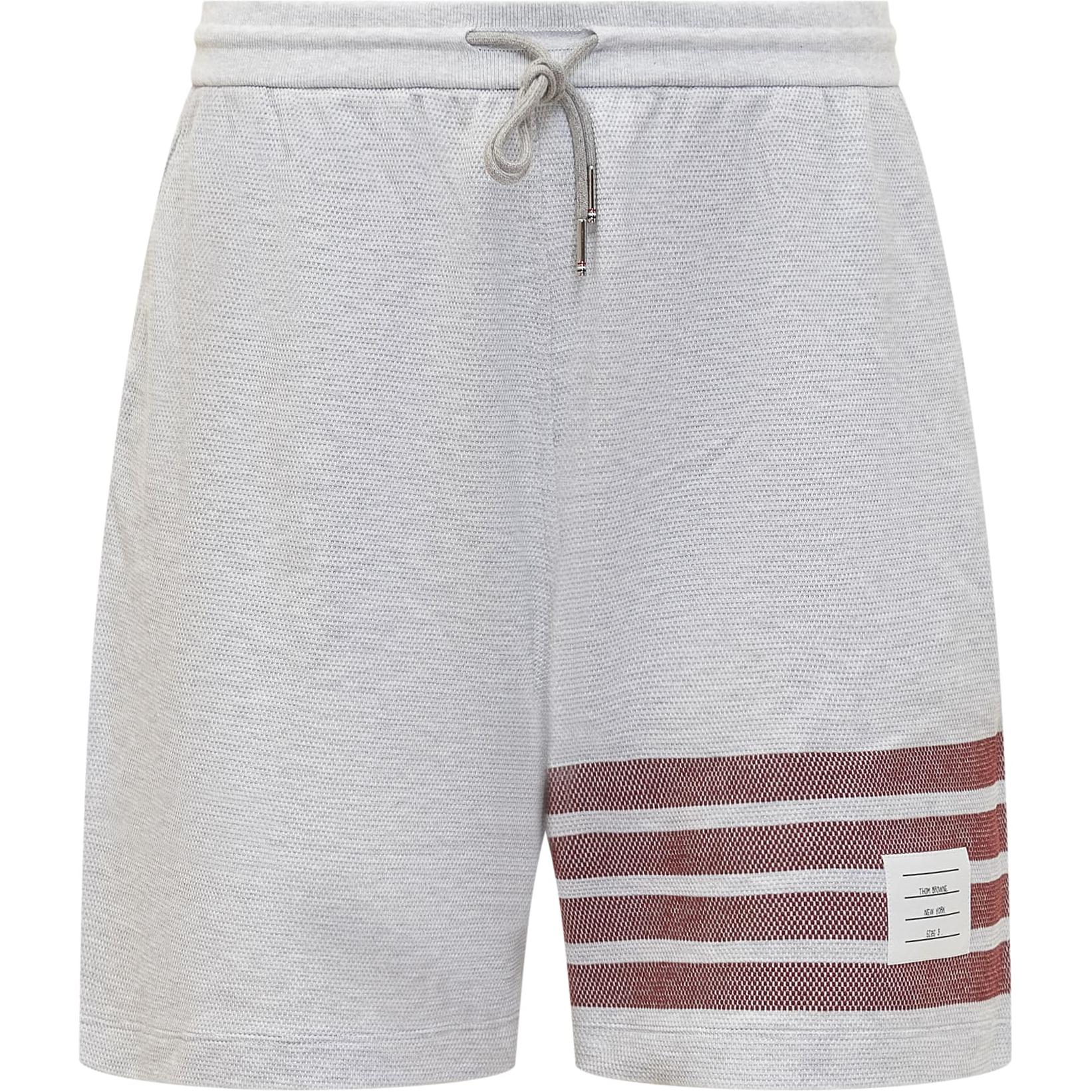4-полосные полосатые шорты для бега со шнурком THOM BROWNE, светло-серый 
4-полосные полосатые шорты для бега со шнурком THOM BROWNE, светло-серый