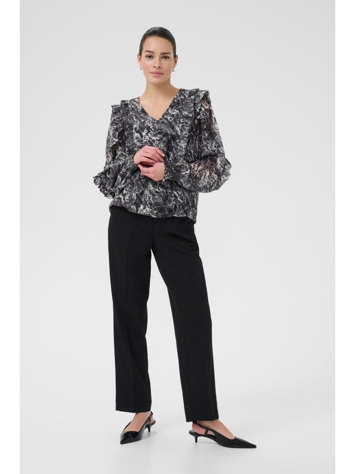 Kaffe Блузка с длинными рукавами KAalica, стандартный крой, черно-серый, с абстрактным графическим рисунком
Kaffe Блузка с длинными рукавами KAalica, стандартный крой, черно-серый, с абстрактным графическим рисунком