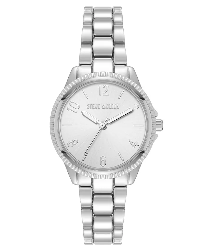 Женские повседневные часы-браслет с серебристым металлическим ремешком, 30 мм Steve Madden
Женские повседневные часы-браслет с серебристым металлическим ремешком, 30 мм Steve Madden