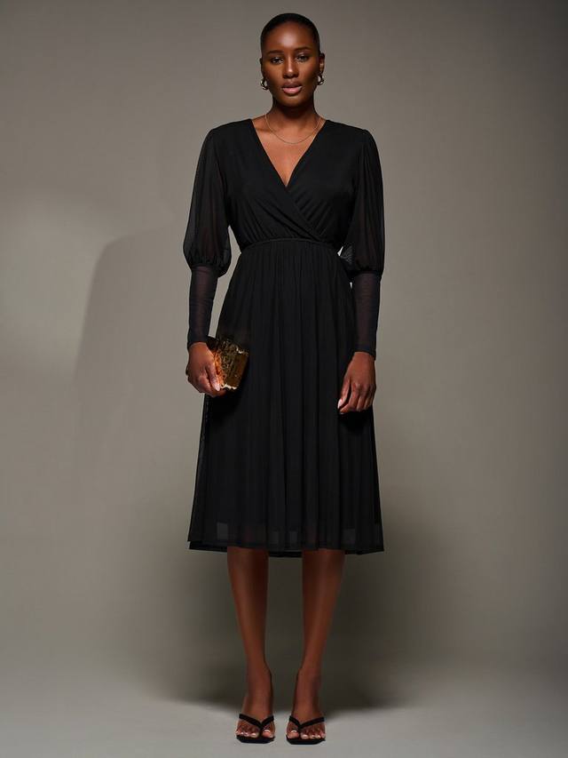 Платье с прозрачными сетчатыми рукавами-фонариками Jolie Moi, Black
Платье с прозрачными сетчатыми рукавами-фонариками Jolie Moi, Black