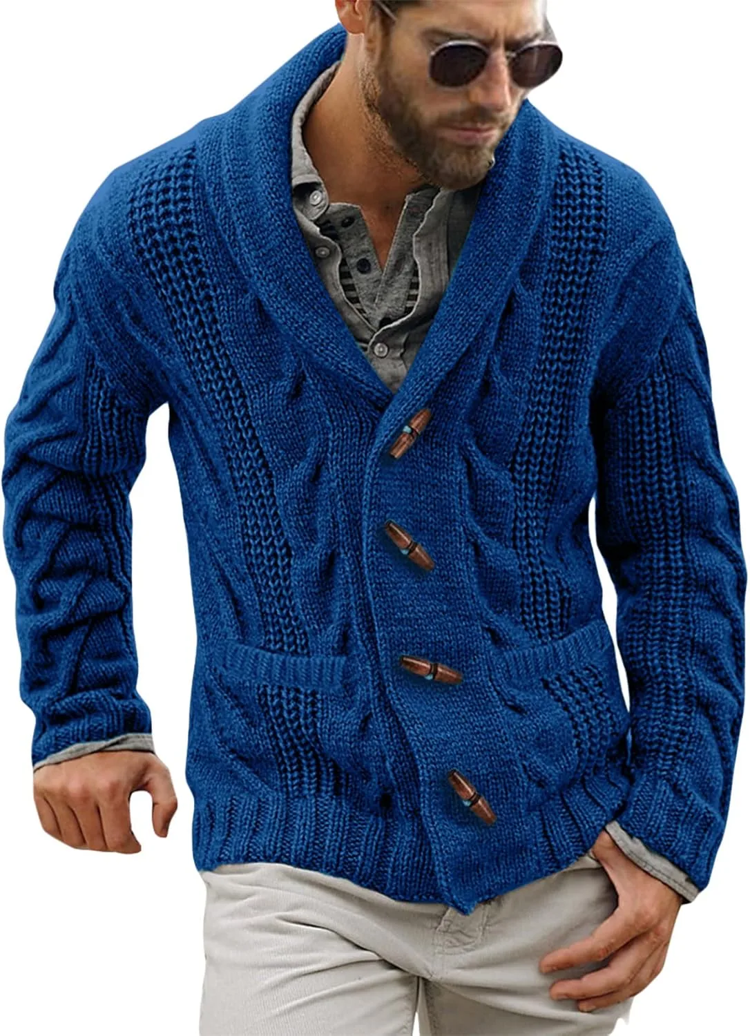Мужской кардиган с шалькой воротником, кабельная вязка, пуговицы Gafeng
Мужской кардиган с шалькой воротником, кабельная вязка, пуговицы Gafeng