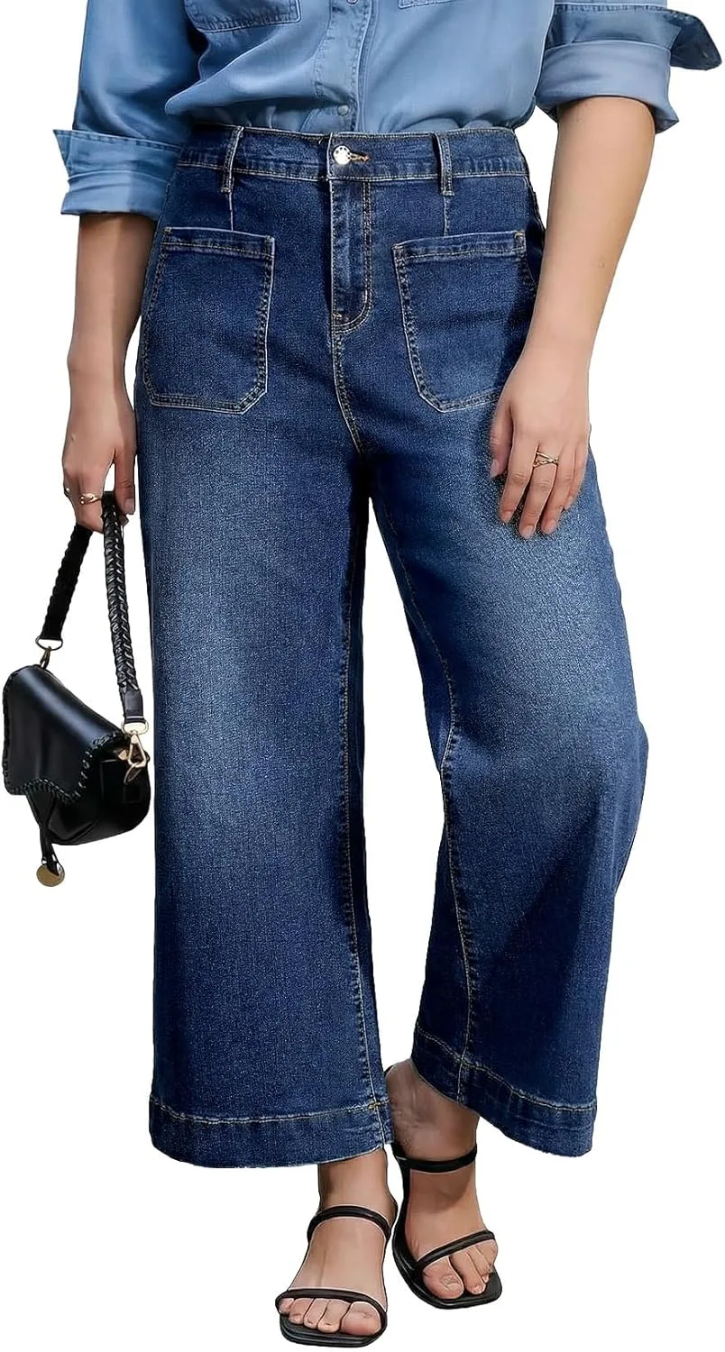 Eytino Plus Size джинсы для женщин с формами, высокие, широкие, прямые, с карманами (1X-5X)
Eytino Plus Size джинсы для женщин с формами, высокие, широкие, прямые, с карманами (1X-5X)