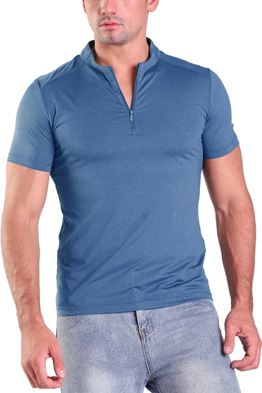 Футболка Facitisu для мужчин, черная, с коротким рукавом, casual, с четверть-молнией, быстросохнущая, slim fit, для тренировок
Футболка Facitisu для мужчин, черная, с коротким рукавом, casual, с четверть-молнией, быстросохнущая, slim fit, для тренировок