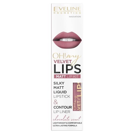 Эвелин Косметика, Косметика, ох! My Velvet Lips, Набор: матовая жидкая помада и карандаш для губ, №13 Brownie Biscotti, Eveline Cosmetics
Эвелин Косметика, Косметика, ох! My Velvet Lips, Набор: матовая жидкая помада и карандаш для губ, №13 Brownie Biscotti, Eveline Cosmetics