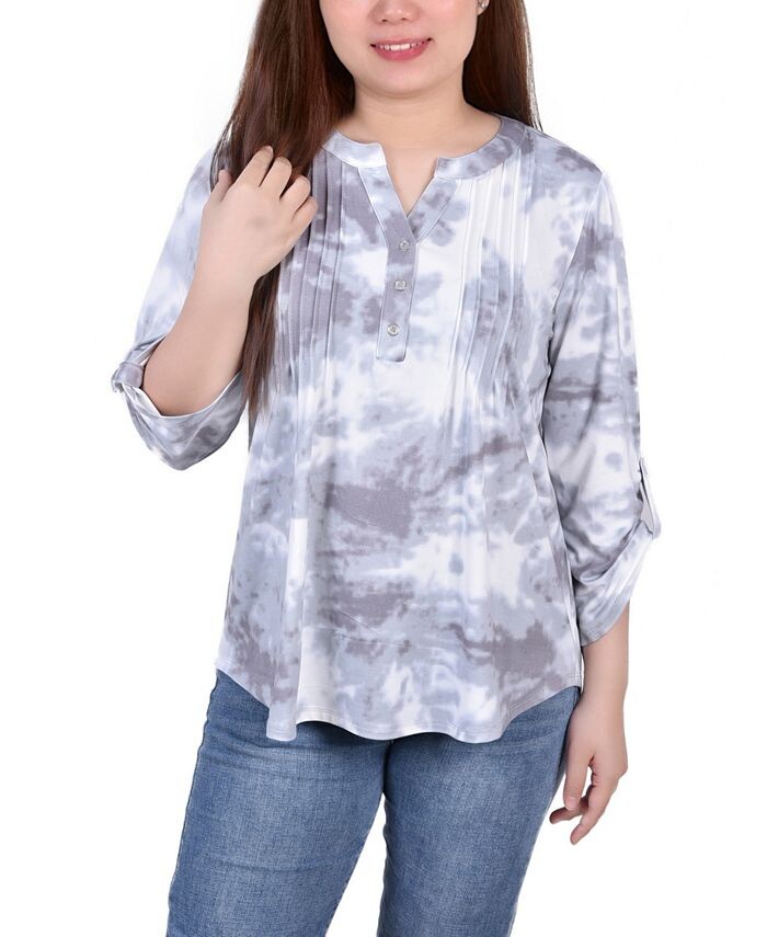 Женский трикотажный жаккардовый топ с отвернутыми рукавами 3/4 и язычком NY Collection, цвет Gray Tie Dye
Женский трикотажный жаккардовый топ с отвернутыми рукавами 3/4 и язычком NY Collection, цвет Gray Tie Dye
