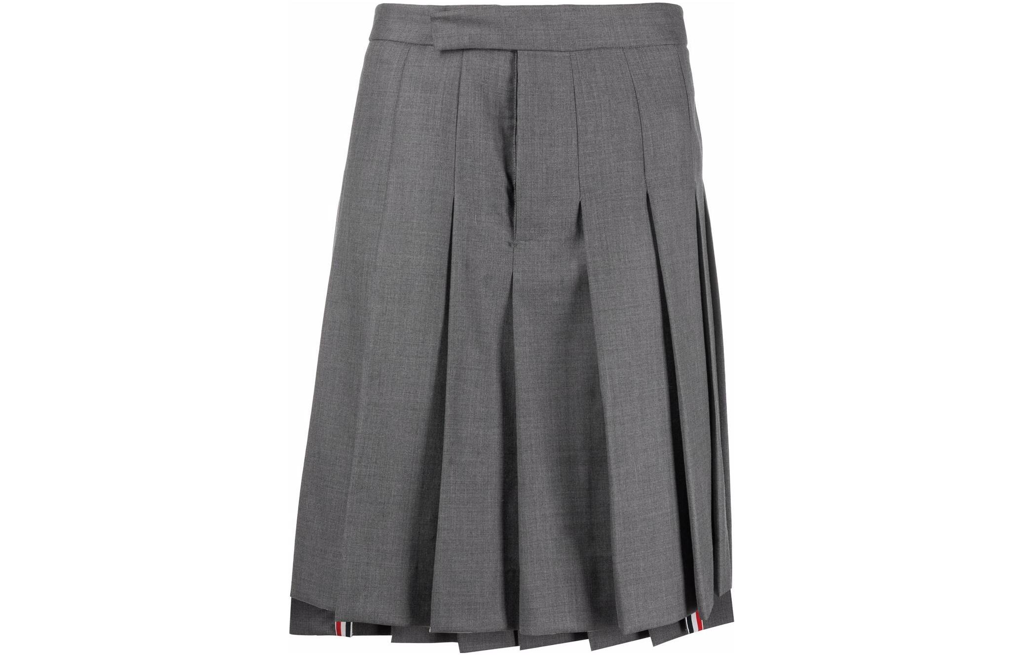 Плиссированная юбка с асимметричным подолом THOM BROWNE, серый
Плиссированная юбка с асимметричным подолом THOM BROWNE, серый