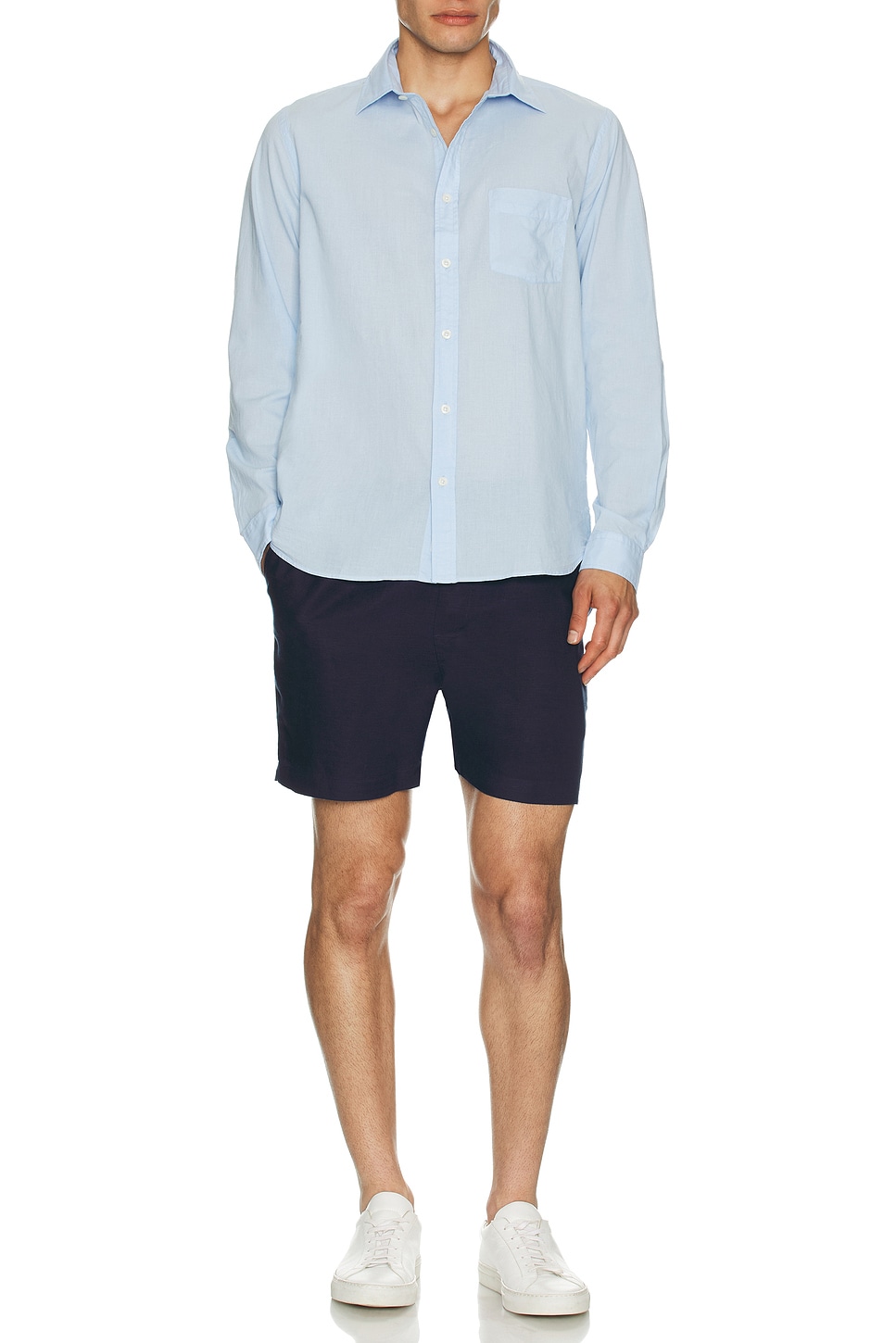 Окрашенная после пошива рубашка из хлопкового вуаля Onia, Light Blue
Окрашенная после пошива рубашка из хлопкового вуаля Onia, Light Blue