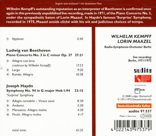 CD диск Beethoven / Haydn / Kempff: Piano Concerto No. 3
CD диск Beethoven / Haydn / Kempff: Piano Concerto No. 3