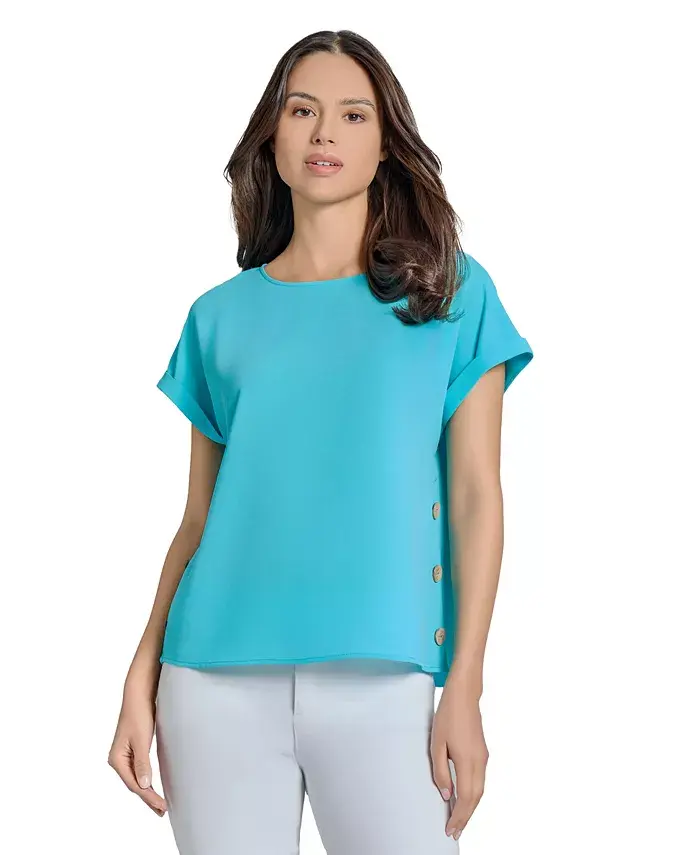 Женская блуза с коротким рукавом и боковой застежкой Jones New York, синий
Женская блуза с коротким рукавом и боковой застежкой Jones New York, синий