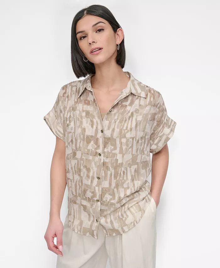 Женская городская рубашка с принтом Burnout на пуговицах DKNY, зеленый
Женская городская рубашка с принтом Burnout на пуговицах DKNY, зеленый