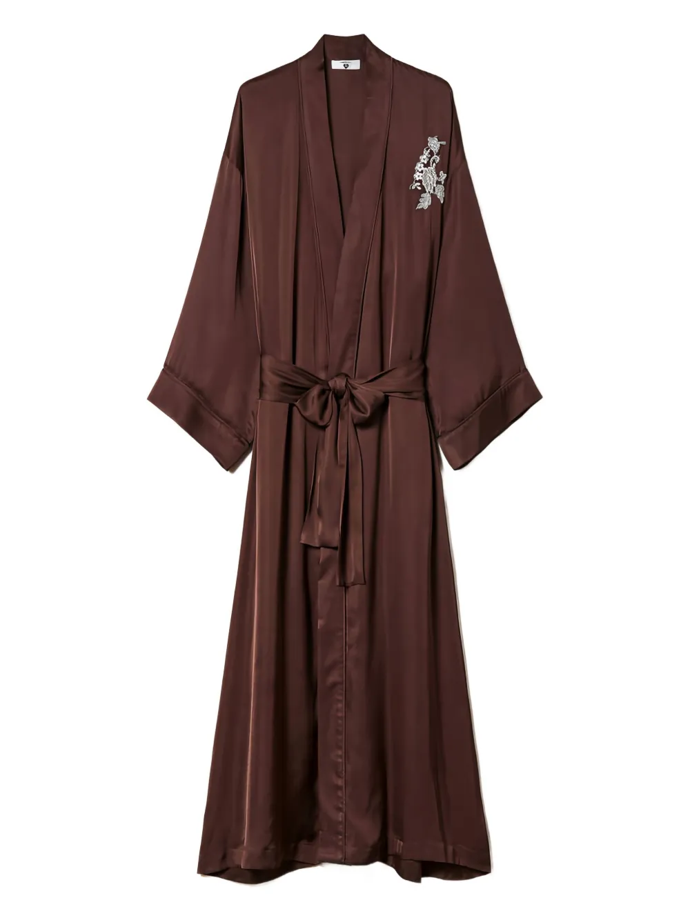 Атласный халат с вышивкой Twinset, коричневый
Атласный халат с вышивкой Twinset, коричневый